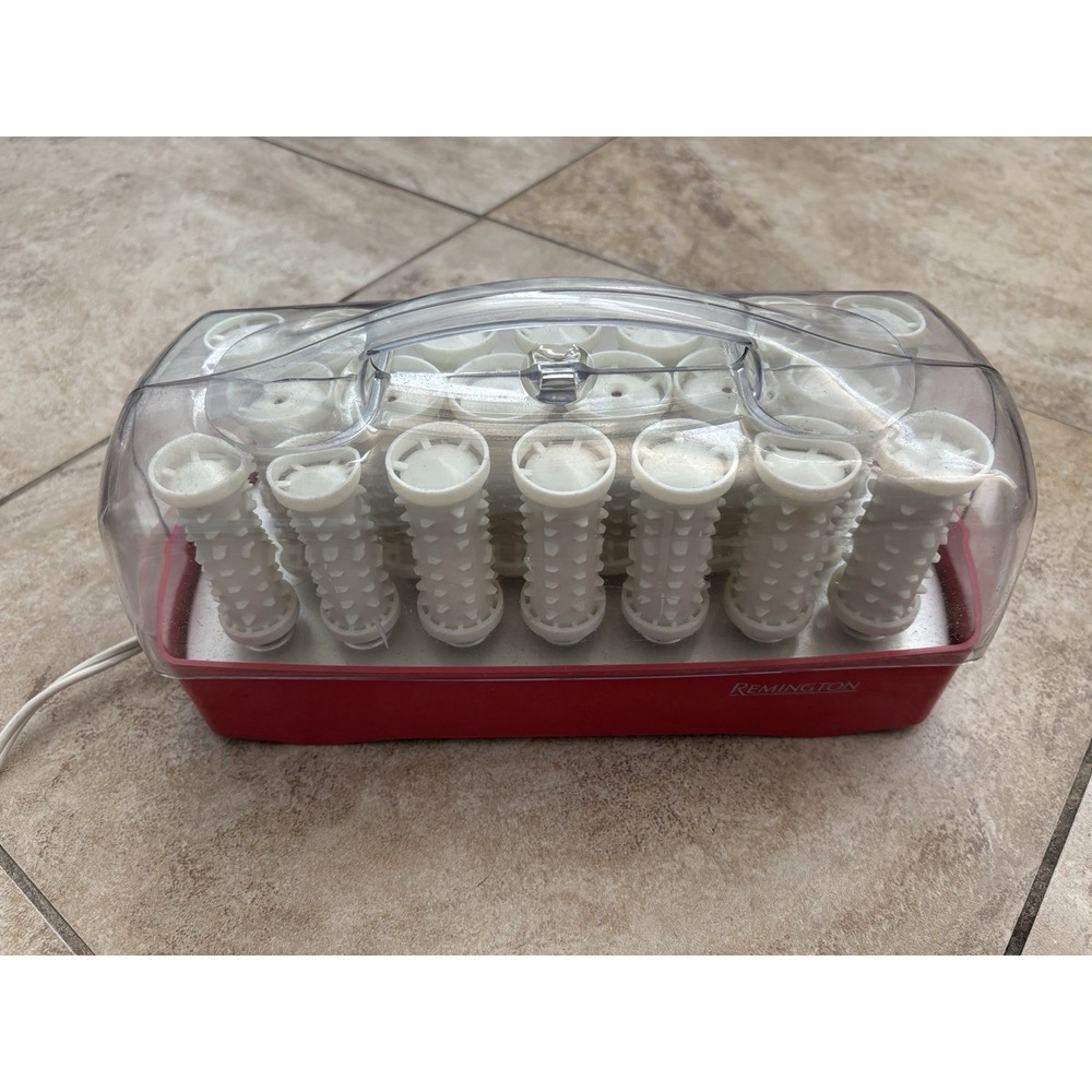 Remington Electric Hot Rollers Set w/ Plastic Carry Case, Red Base White Rollers